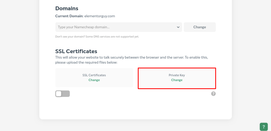 Private key after privatekey upload