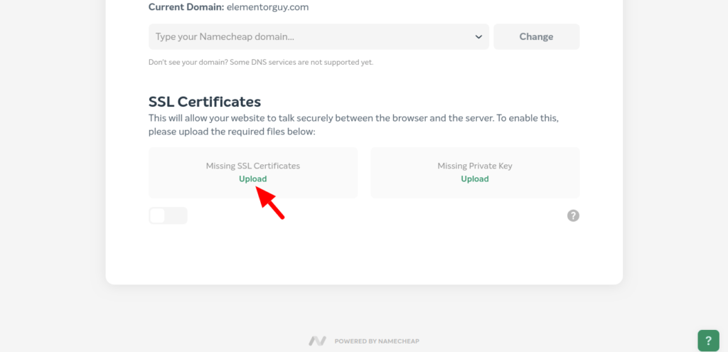 click to upload certificate.crt file