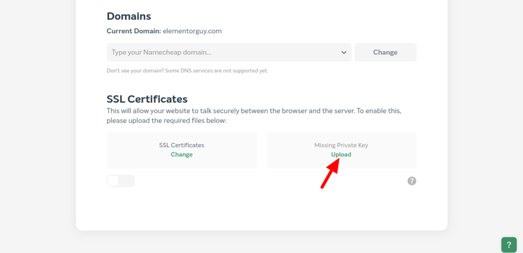 click to upload private.key file