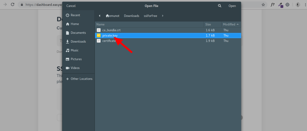 select private.key file