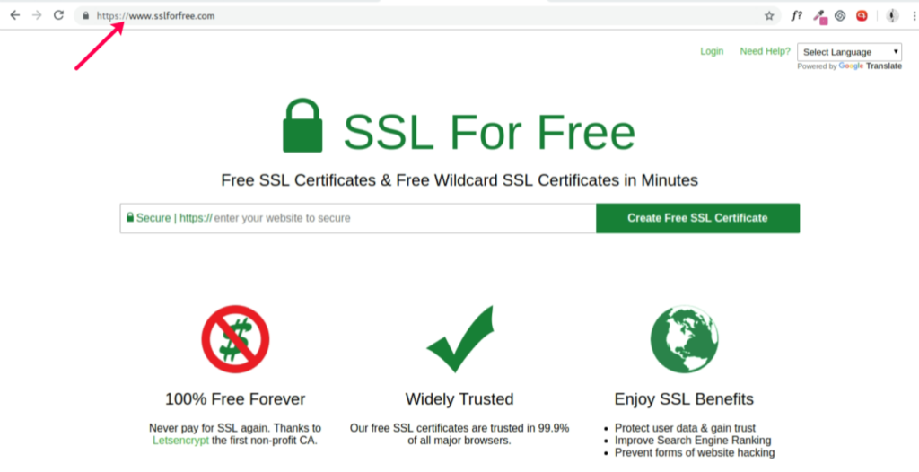 visit sslforfree.com website